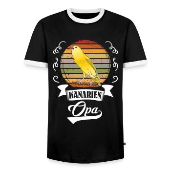 Opa Kanarien Grandpa Canary Vogelliebhaber - Männer Kontrast-T-Shirt - Schwarz/Weiß - Vorne - AI Model Female 172 light (172cm) & AI Model Male 178 light (178cm)