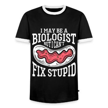 Biology Gift Biologist - Men's Ringer Shirt - black/white - Front - AI Model Female 172 light (172cm) & AI Model Male 178 light (178cm)