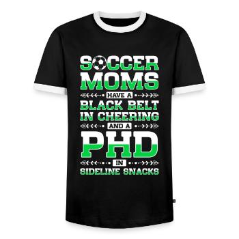 Fußball-Mutter Gameday Soccer Mom - Men's Ringer Shirt - black/white - Front - AI Model Female 172 light (172cm) & AI Model Male 178 light (178cm)