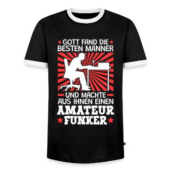 Gott fand die besten Amateurfunker Funkamateur - Männer Kontrast-T-Shirt - Schwarz/Weiß - Vorne - AI Model Female 172 light (172cm) & AI Model Male 178 light (178cm)