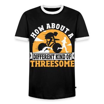 Triathlete How About A Different Kind Of - Men's Ringer Shirt - black/white - Front - AI Model Female 172 light (172cm) & AI Model Male 178 light (178cm)