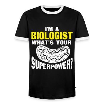 Biology Gift Biologist - Men's Ringer Shirt - black/white - Front - AI Model Female 172 light (172cm) & AI Model Male 178 light (178cm)