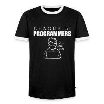 Developer Coder Programmer League - Men's Ringer Shirt - black/white - Front - AI Model Female 172 light (172cm) & AI Model Male 178 light (178cm)