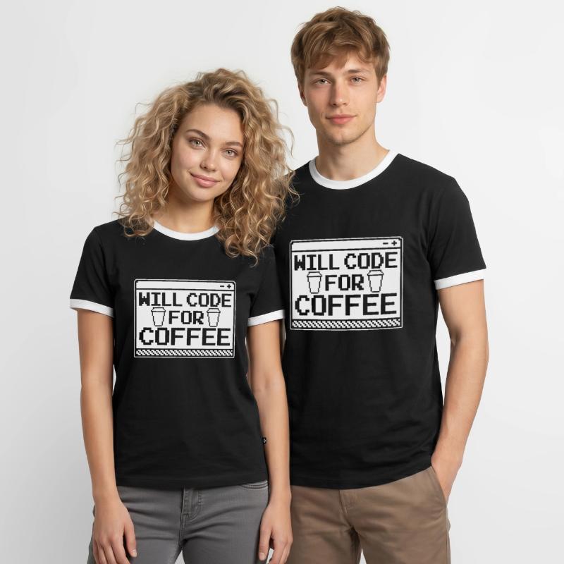 Entwickler Coder Programmierer Kaffee Männer Kontrast-T-Shirt