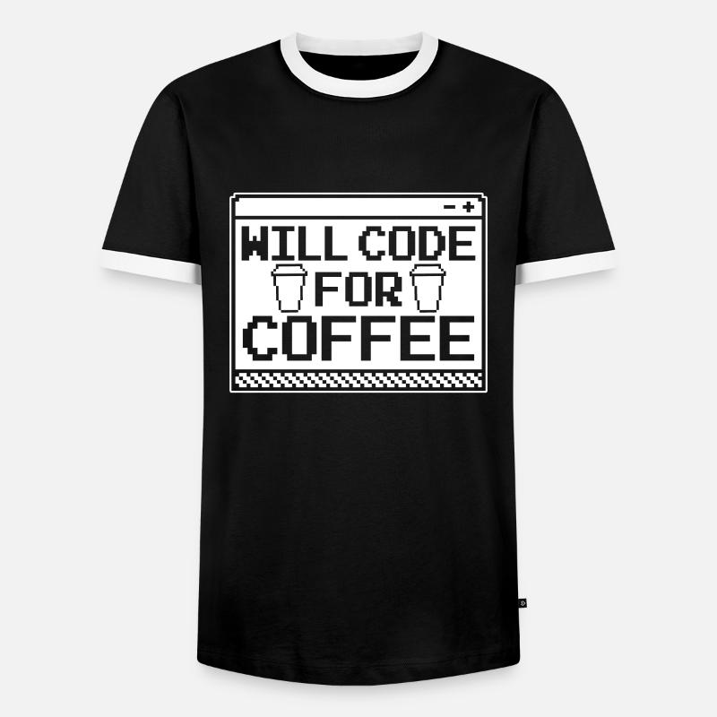 Developer Coder Programmer Coffee - T-shirt contrasté Homme - noir/blanc