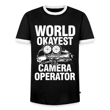 World Okayest Camera Operator - Männer Kontrast-T-Shirt - Schwarz/Weiß - Vorne - AI Model Female 172 light (172cm) & AI Model Male 178 light (178cm)