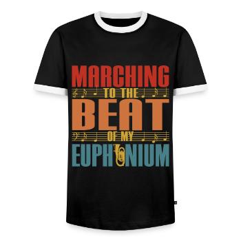 Marcher au rythme de mon euphonium euphoniumiste - T-shirt contrasté Homme - noir/blanc - Devant - AI Model Female 172 light (172cm) & AI Model Male 178 light (178cm)