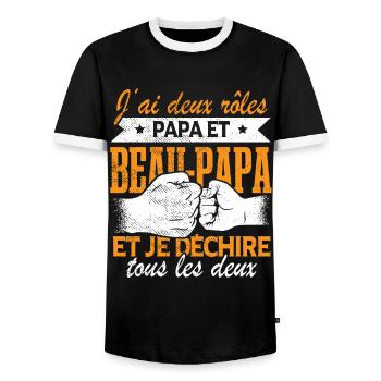 Papa Et Beau-Papa - T-shirt contrasté Homme - noir/blanc - Devant - AI Model Female 172 light (172cm) & AI Model Male 178 light (178cm)