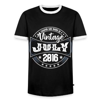 2016 July. Birthday gift July 2016. - Men's Ringer Shirt - black/white - Front - AI Model Female 172 light (172cm) & AI Model Male 178 light (178cm)