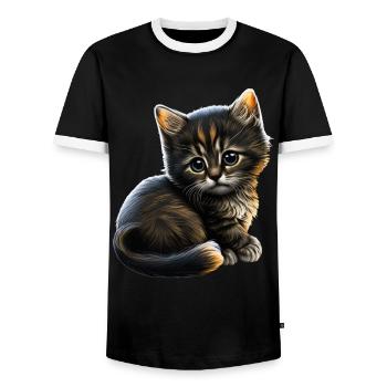 Cat Cats Cat lover cute kitten - Men's Ringer Shirt - black/white - Front - AI Model Female 172 light (172cm) & AI Model Male 178 light (178cm)