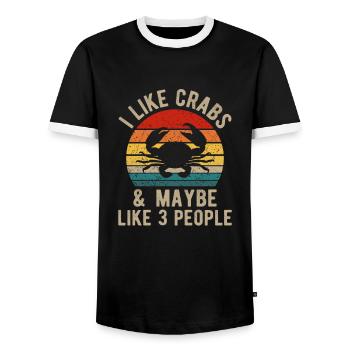 Crab Eating Crabs Lover Lobster Crabbing Seafood - Men's Ringer Shirt - black/white - Front - AI Model Female 172 light (172cm) & AI Model Male 178 light (178cm)