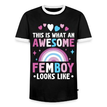 Crossdressing - Men's Ringer Shirt - black/white - Front - AI Model Female 172 light (172cm) & AI Model Male 178 light (178cm)