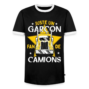 Enfant Camion Poids Lourd Cadeau - T-shirt contrasté Homme - noir/blanc - Devant - AI Model Female 172 light (172cm) & AI Model Male 178 light (178cm)