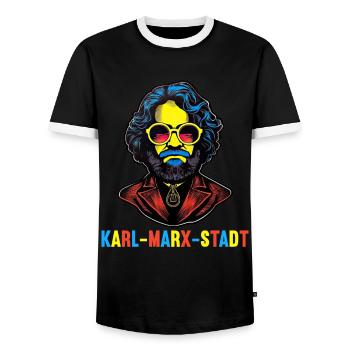 Le communisme a quitté le marxisme Karl Marx - T-shirt contrasté Homme - noir/blanc - Devant - AI Model Female 172 light (172cm) & AI Model Male 178 light (178cm)