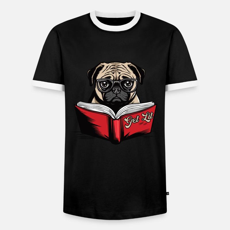 Get Lit Pug - Männer Kontrast-T-Shirt - Schwarz/Weiß