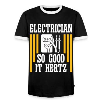 Électricien si bon Hertz Ingénieur électricien - T-shirt contrasté Homme - noir/blanc - Devant - AI Model Female 172 light (172cm) & AI Model Male 178 light (178cm)