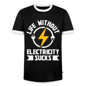 Elektriker Without Electricity Elektroingenieur - Männer Kontrast-T-Shirt - Schwarz/Weiß - Vorne - AI Model Female 172 light (172cm) & AI Model Male 178 light (178cm)