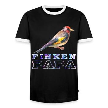 Finken Papa Zebrafinken Vogelfreund Männer - Männer Kontrast-T-Shirt - Schwarz/Weiß - Vorne - AI Model Female 172 light (172cm) & AI Model Male 178 light (178cm)