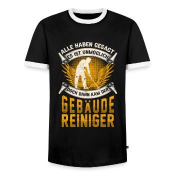 Gebäudereiniger unmöglich Fensterputzer - Männer Kontrast-T-Shirt - Schwarz/Weiß - Vorne - AI Model Female 172 light (172cm) & AI Model Male 178 light (178cm)