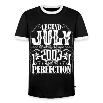 Juillet 2003. Cadeau d'Anniversaire juillet 2003. - T-shirt contrasté Homme - noir/blanc - Devant - AI Model Female 172 light (172cm) & AI Model Male 178 light (178cm)