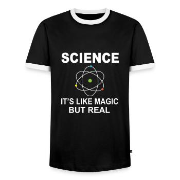 Sciences Chimie Biologie Professeur de physique - T-shirt contrasté Homme - noir/blanc - Devant - AI Model Female 172 light (172cm) & AI Model Male 178 light (178cm)