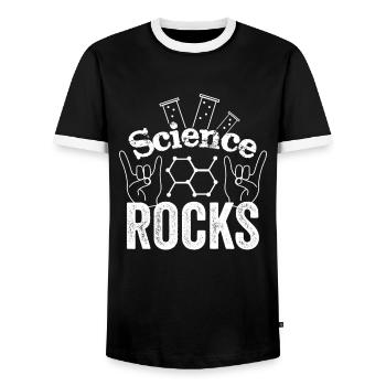 Sciences Chimie Biologie Professeur de physique - T-shirt contrasté Homme - noir/blanc - Devant - AI Model Female 172 light (172cm) & AI Model Male 178 light (178cm)