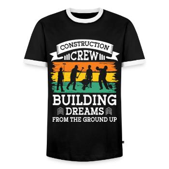 Bauarbeiter Construction Crew Building Dreams Bau - Men's Ringer Shirt - black/white - Front - AI Model Female 172 light (172cm) & AI Model Male 178 light (178cm)