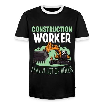 Bauarbeiter Construction Worker Fill Lot Of Holes - Männer Kontrast-T-Shirt - Schwarz/Weiß - Vorne - AI Model Female 172 light (172cm) & AI Model Male 178 light (178cm)