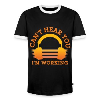 Bauarbeiter Can´t Hear You I´m Working Baumeister - Männer Kontrast-T-Shirt - Schwarz/Weiß - Vorne - AI Model Female 172 light (172cm) & AI Model Male 178 light (178cm)