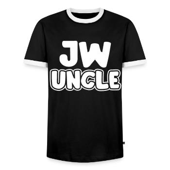 Les Témoins de Jéhovah - T-shirt contrasté Homme - noir/blanc - Devant - AI Model Female 172 light (172cm) & AI Model Male 178 light (178cm)