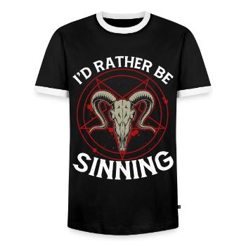 Lustiger Satanismus Satanisch Satan - Männer Kontrast-T-Shirt - Schwarz/Weiß - Vorne - AI Model Female 172 light (172cm) & AI Model Male 178 light (178cm)