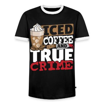 Café glacé et vrais crimes - T-shirt contrasté Homme - noir/blanc - Devant - AI Model Female 172 light (172cm) & AI Model Male 178 light (178cm)