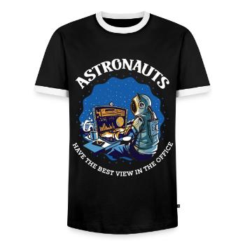 Astronauts Have Best View In Office Raumfahrer - Men's Ringer Shirt - black/white - Front - AI Model Female 172 light (172cm) & AI Model Male 178 light (178cm)