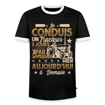 Tracteur Humour Hommes Paysan Fermier Agriculteur - T-shirt contrasté Homme - noir/blanc - Devant - AI Model Female 172 light (172cm) & AI Model Male 178 light (178cm)