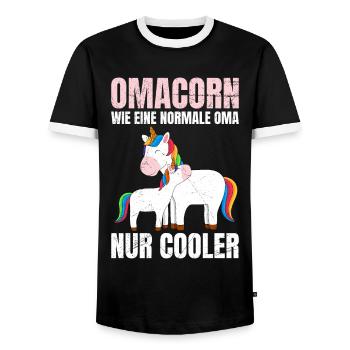 Omacorn Einhorn cool Großmütter Unicorn Grandma - Männer Kontrast-T-Shirt - Schwarz/Weiß - Vorne - AI Model Female 172 light (172cm) & AI Model Male 178 light (178cm)