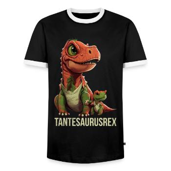 Tantesaurus Muttertag Tanten Auntiesaurus - Männer Kontrast-T-Shirt - Schwarz/Weiß - Vorne - AI Model Female 172 light (172cm) & AI Model Male 178 light (178cm)