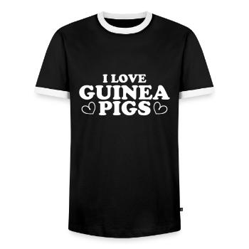 Guinea Pig Art For Men Women Boys Girls - Men's Ringer Shirt - black/white - Front - AI Model Female 172 light (172cm) & AI Model Male 178 light (178cm)