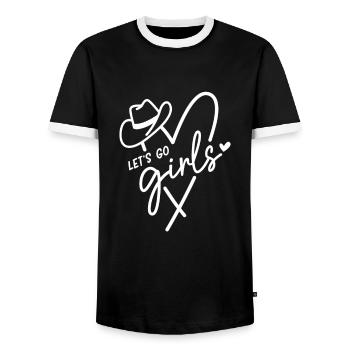 Funny Matching Bride & Groom Wedding Party Married - Men's Ringer Shirt - black/white - Front - AI Model Female 172 light (172cm) & AI Model Male 178 light (178cm)