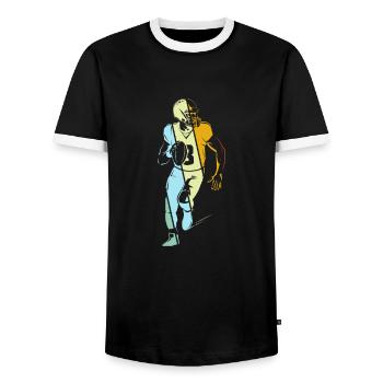 Football Rétro - T-shirt contrasté Homme - noir/blanc - Devant - AI Model Female 172 light (172cm) & AI Model Male 178 light (178cm)