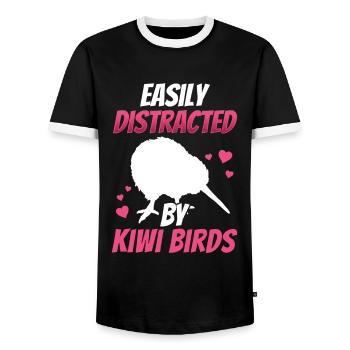 Kiwi Vogel lenkt ab Neuseeländischer Kiwi - Männer Kontrast-T-Shirt - Schwarz/Weiß - Vorne - AI Model Female 172 light (172cm) & AI Model Male 178 light (178cm)