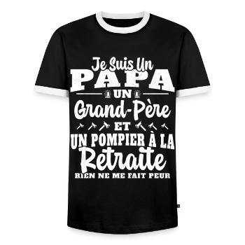 Cadeau de retraite drôle pour grand père pompier - T-shirt contrasté Homme - noir/blanc - Devant - AI Model Female 172 light (172cm) & AI Model Male 178 light (178cm)