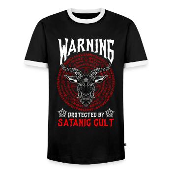 Der lustige Satan - Männer Kontrast-T-Shirt - Schwarz/Weiß - Vorne - AI Model Female 172 light (172cm) & AI Model Male 178 light (178cm)
