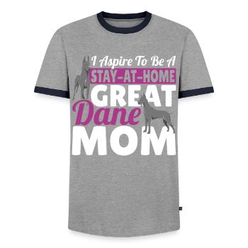 I Aspire To Be A Stay-At-Home Great Dane Mom - Men's Ringer Shirt - grey/navy  - Front - AI Model Female 172 light (172cm) & AI Model Male 178 light (178cm)