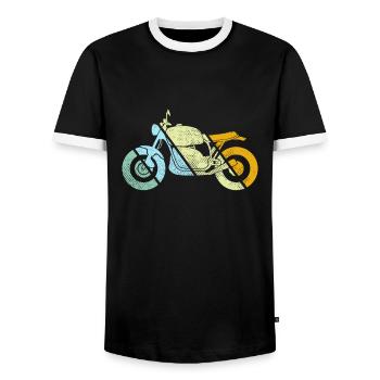 Motorcycle Retro - Men's Ringer Shirt - black/white - Front - AI Model Female 172 light (172cm) & AI Model Male 178 light (178cm)