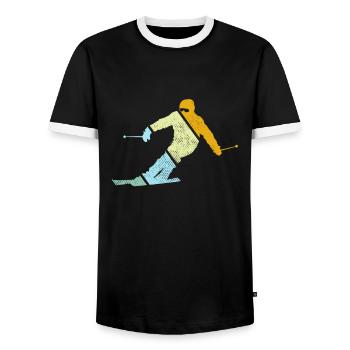 Ski Retro - Männer Kontrast-T-Shirt - Schwarz/Weiß - Vorne - AI Model Female 172 light (172cm) & AI Model Male 178 light (178cm)