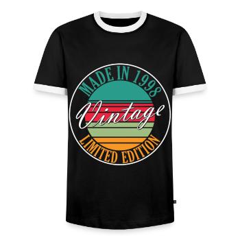 Millésime 1998 Année de naissance 1998 Anniversaire Hommes - T-shirt contrasté Homme - noir/blanc - Devant - AI Model Female 172 light (172cm) & AI Model Male 178 light (178cm)