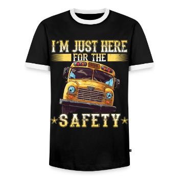 School bus attendant - school bus driver - Men's Ringer Shirt - black/white - Front - AI Model Female 172 light (172cm) & AI Model Male 178 light (178cm)