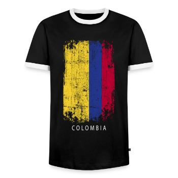 Souvenir Mit Der Landflagge Von Colombia - Männer Kontrast-T-Shirt - Schwarz/Weiß - Vorne - AI Model Female 172 light (172cm) & AI Model Male 178 light (178cm)