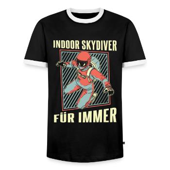 Indoor Skydiving Indoor Fallschirmspringen - Männer Kontrast-T-Shirt - Schwarz/Weiß - Vorne - AI Model Female 172 light (172cm) & AI Model Male 178 light (178cm)