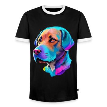 Farbenfrohe Labrador Hund Illustration Hundeliebe - Männer Kontrast-T-Shirt - Schwarz/Weiß - Vorne - AI Model Female 172 light (172cm) & AI Model Male 178 light (178cm)